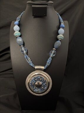 Bocar Blue Beaded Statement Necklace